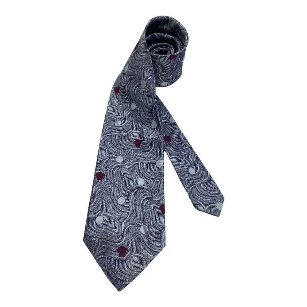 Gianni Versace Gray Abstract Art Print Monogrammed Luxury Silk Tie W: 3.5" Nwot